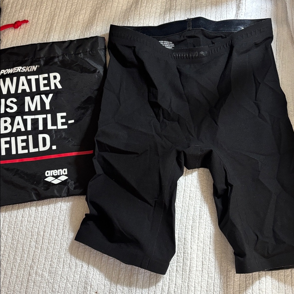 NEW ARENA CARBON DUO POWERSKIN Black Swim Shorts Sz 26 Made in Italy FINA